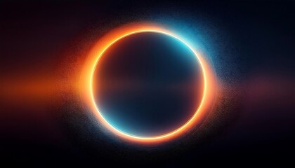 Wall Mural - a vibrant abstract art piece featuring glowing ring on black background, gradient grain, noise textu