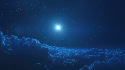 Wall Mural - cartoon rendering in 3d of the pole star and sky