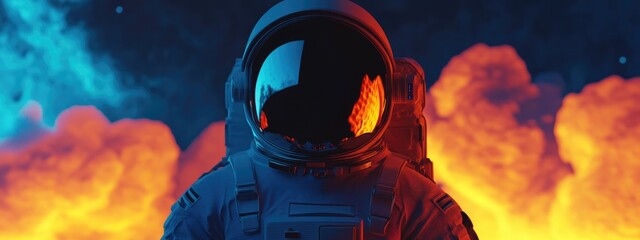 Aufkleber - Astronaut on a space mission in a 3D cartoon rendering