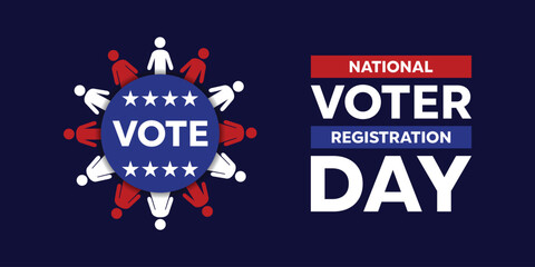 national voter registration day. peoples and star. great for cards, banners, posters, social media a