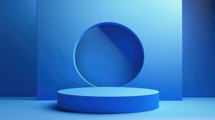 Aufkleber - Abstract blue geometric background featuring a podium design in a modern style rendered in 3D