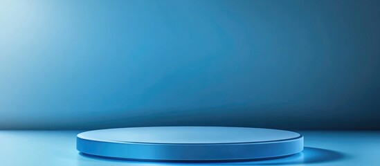 Aufkleber - Abstract geometric blue podium with frosted glass on a blue background for product presentation Minimalist design 3D rendering