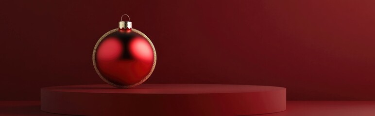 Aufkleber - Isolated podium for Christmas featuring a red and gold bauble for product presentation 3D rendering