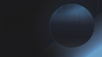 Abstract dark background with a textured blue circle, featuring a futuristic and minimalist design, perfect for modern tech themes.