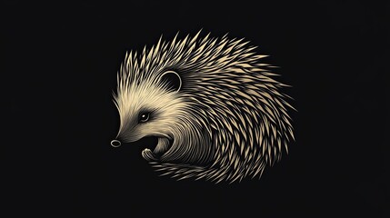 Wall Mural - Golden Line Art Illustration of a Hedgehog