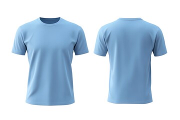 blank pastel blue t shirt mockup rendering of empty cotton clothing garment against clean white stud