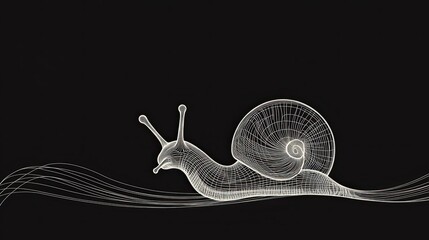 Wall Mural - Wireframe Snail Crawling Across Curved Lines