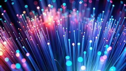 Wall Mural - Abstract image of fiber optics with blurred background, fiber optics, technology, data, connection, abstract