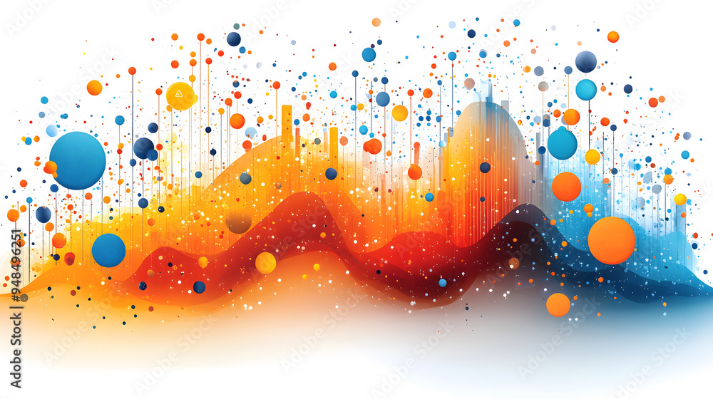 Interacting Data Graph Interactive Data Graphs: Vector illustration of business data graphs ...