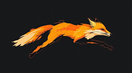 Poster - A Stylized Orange Fox Leaping in the Night