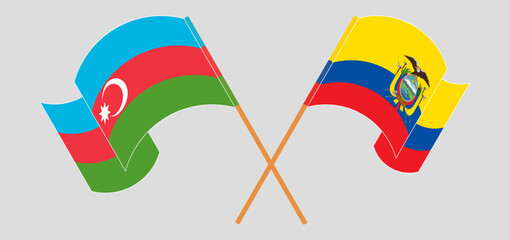 Wall Mural - Crossed and waving flags of Azerbaijan and Republic of Ecuador