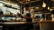 © Alex - Expert Bartender Pouring Wine in Trendy Urban Restaurant Scene