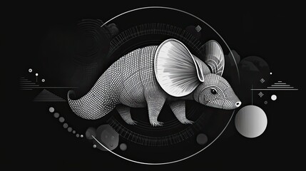 Wall Mural - Geometric Illustration of a Scaly Animal with Large Ears