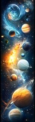 Wall Mural - Planets In Space With Stars and Nebulae.