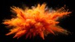 © Man888 - Vibrant orange powder bursts forth in a dynamic explosion, creating a colorful cloud of dust that radiates energy against a sleek black background.
