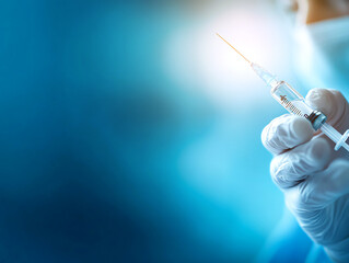 Close-up of a healthcare professional holding a syringe, emphasizing safety and precision in medical procedures.