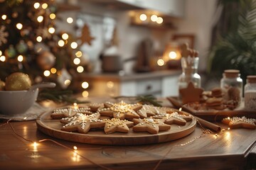 This minimalist depiction showcases a beautifully arranged tray of cookies, featuring a few highlighted with intricate icing designs that emphasize their festive charm and appeal.