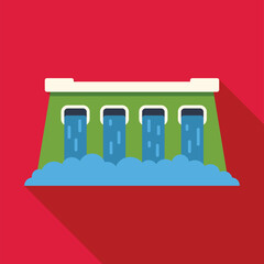 Sticker - This illustration shows a hydroelectric power plant generating renewable energy using a water dam