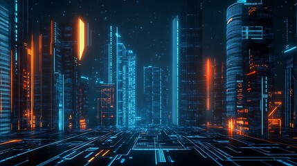 Cyberpunk Cityscape with Neon Lights