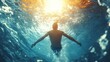 © I Am The Future - A person dives into deep water with bright sunlight and clear water, symbolizing the act of embracing the unknown and overcoming fear.