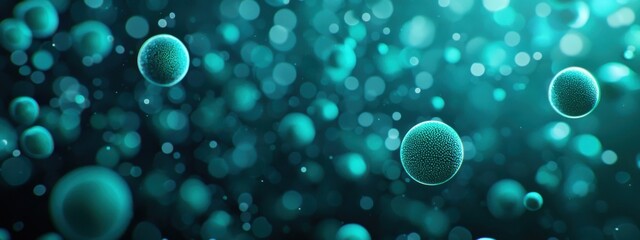 Wall Mural - a visualization of microorganisms in the ocean, such as phytoplankton, absorbing carbon dioxide and 
