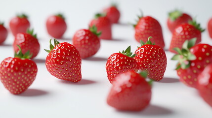 Wall Mural - a lot of strawberry on white background photo wallpaper