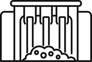 Poster - Simple line icon representing a hydroelectric power plant generating clean energy with water flowing through a dam