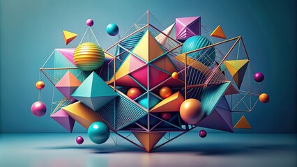 Fototapete - Abstract composition of geometric shapes and lines , abstract, composition, geometric, shapes, lines, design