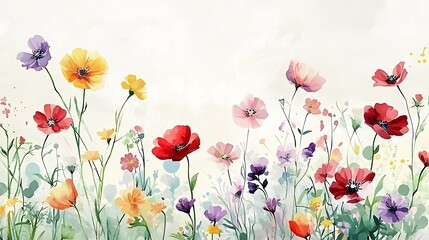 An illustrated watercolor depiction of flowers white background