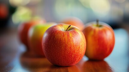 Wall Mural - Close-up of a Red Apple with a Blurred Background