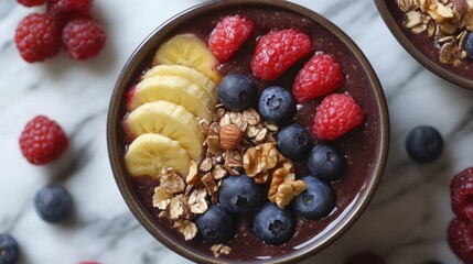 Poster - nutrient-rich breakfast, boost your morning with acai bowls topped with fresh fruit and nuts for a nutritious and delicious breakfast option