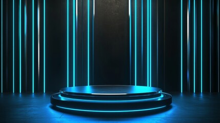 Poster - Futuristic Podium to Feature a Unique Product in a Minimalist 3D Rendered Scene