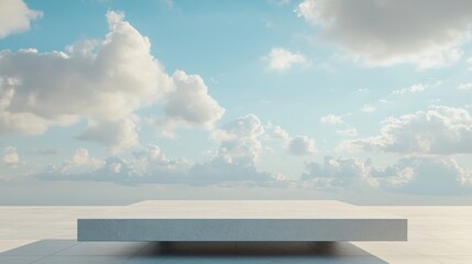 Canvas Print - Minimalist Nature Focused Platform with Sky Backdrop for Presentation or Exhibition