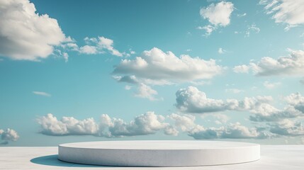 Canvas Print - Minimalist Podium in Serene Outdoor Setting with Sky and Nature