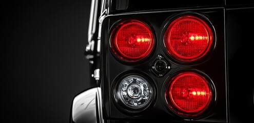 Wall Mural - Close-up of the rear LED light of a modern car on a dark background (3D illustration)