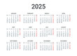 © ederella - 2025 year English calendar. Classical, minimalistic, simple design. White background. Vector Illustration. Week starts from Monday.