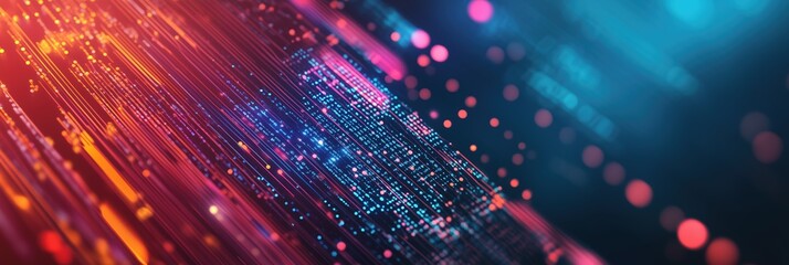 Wall Mural - vibrant digital data stream with futuristic neon colors and dynamic light effects