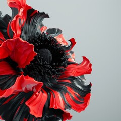 Wall Mural - Abstract red and black flower with a textured center.