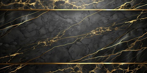 Aufkleber - Black marble gradient background with elegant golden lines, black, marble, gradient, background, golden, lines, luxury, elegant