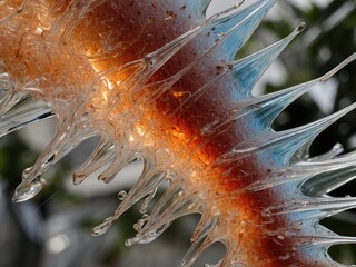 Wall Mural - A visual exploration of subcellular elegance, highlighting the graceful structures and delicate beauty found within a microscopic view.,Photograph Of Chrysanthemum Natural Light