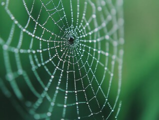 morning dew sparkling on a spider s web, fresh weather, delicate beauty
