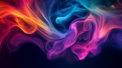 Aufkleber - A vibrant swirl of multicolored cigarette smoke drifting through the air, creating a mesmerizing blend of hues against a dark background.