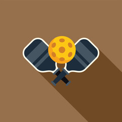 Wall Mural - This vector icon design features pickleball paddles crossed with the ball in the middle