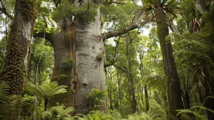 Canvas Print - Ancient Tree Trunk in Lush Rainforest.