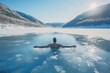 © AnaBeln - Adult man taking ice bath at frozen lake in the morning. Health concept