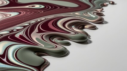 Wall Mural - Abstract Swirling Paint Texture in Red, Green, and White