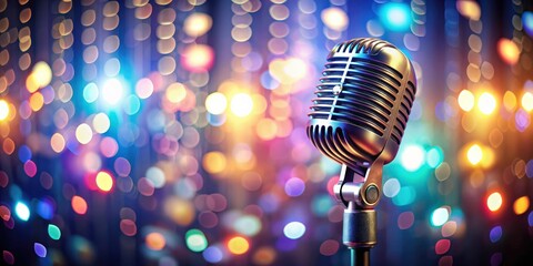 Retro microphone with defocused abstract background for live karaoke and concerts, Sing, microphone, retro, abstract