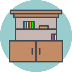 Poster - Cupboard with Shelves Vector Icon