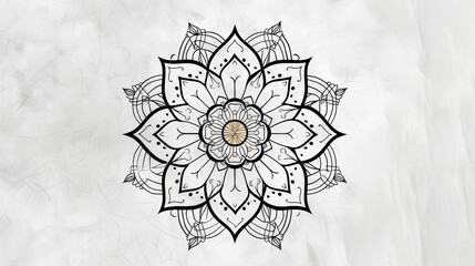 Poster - Black and white mandala on textured paper background.