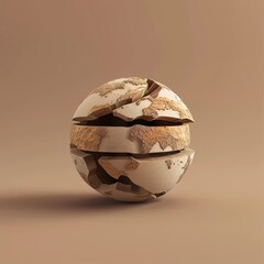 Poster - Broken Sphere Abstract Beige Minimalist.